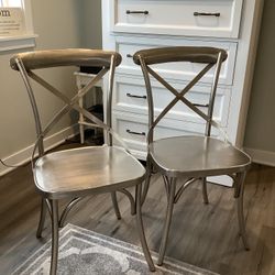 Vintage Metal Chair Pair. Steampunk Furniture 