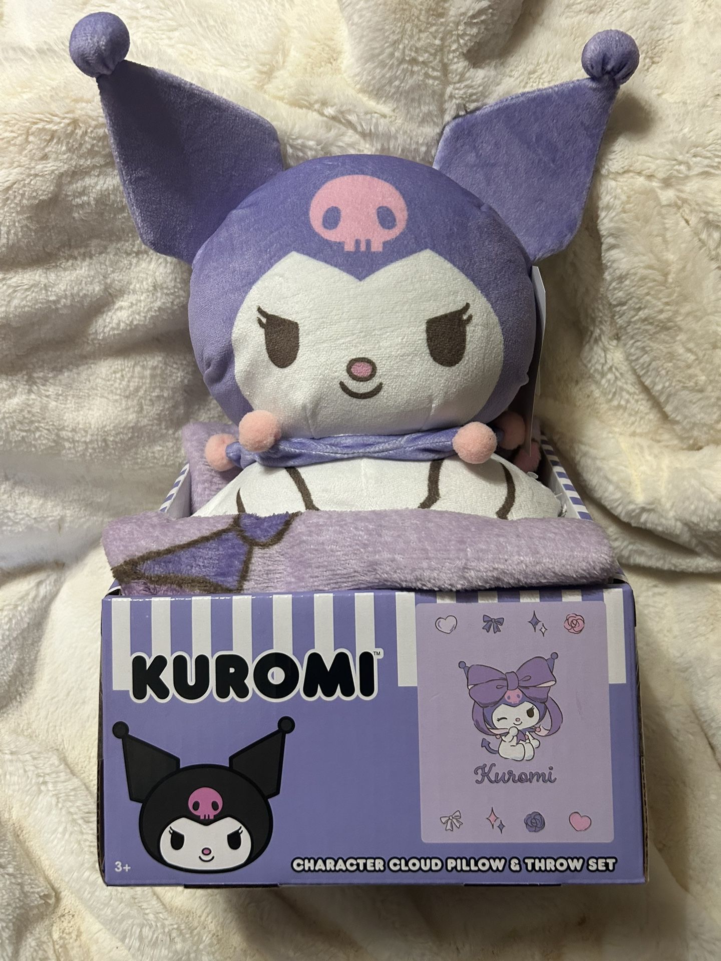 Kuromi Character Cloud Plush Pillow and Throw Set