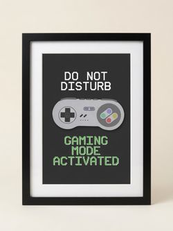 12x16 Gaming Mode Activated Framed Wall Art – Retro SNES Gamer Decor