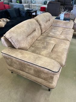Beige Faux Leather Sofa