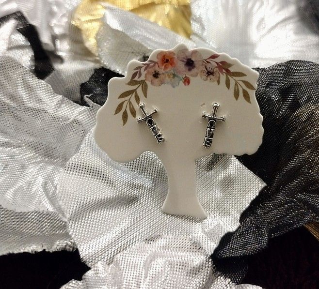 925 Sterling Silver Love Cross Earrings