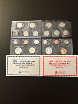 Coins - Uncirculated 2002 Mint set in original mint packaging – 4 packets – Total 20 coins