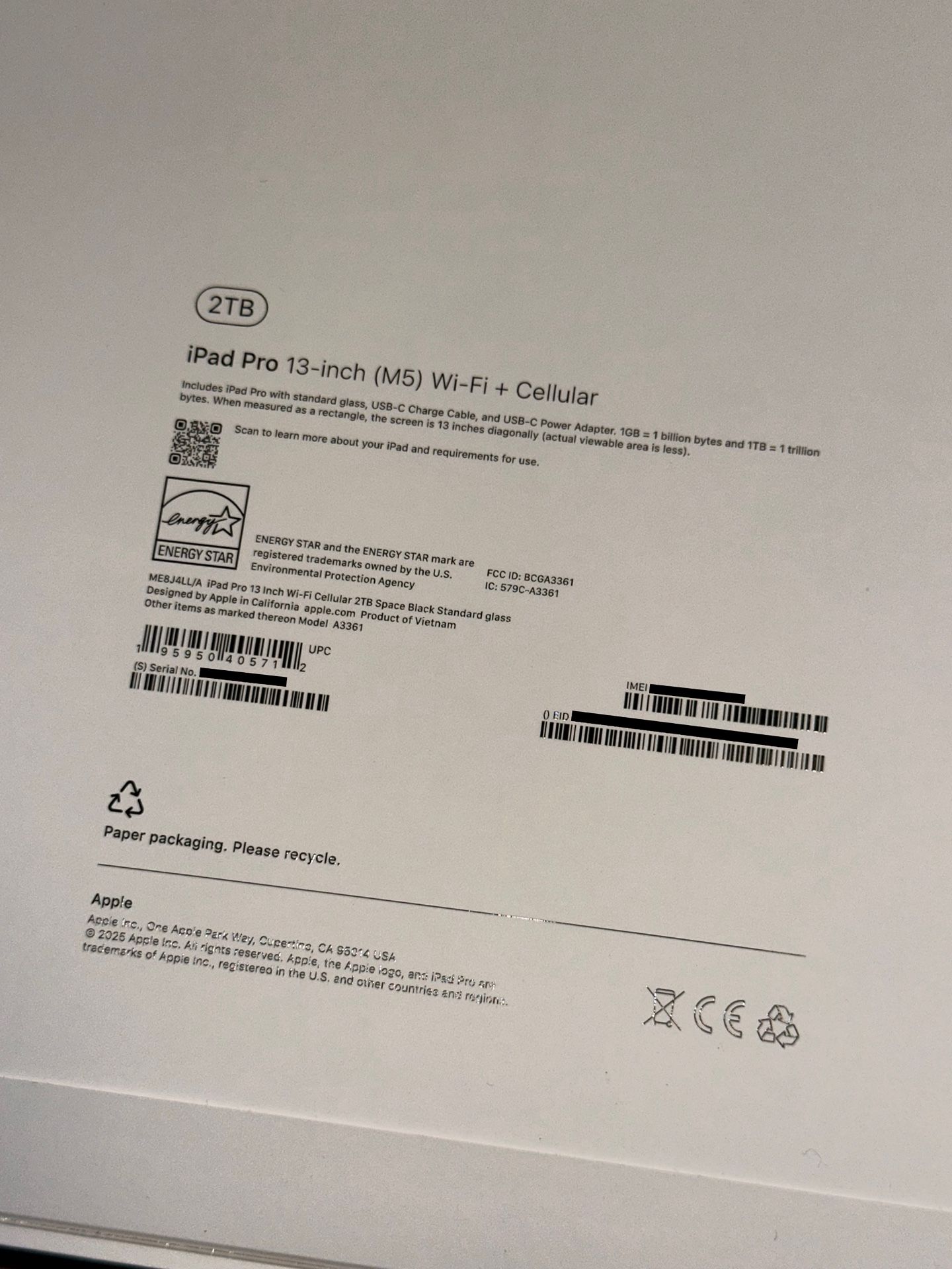 iPad Pro 13-inch (M5) 2 TB Unlocked New Sealed