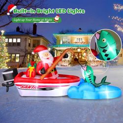 12 Ft Christmas Inflatables Outdoor Decorations Giant Blow Up Yard Santa Claus Sleigh3 Reindeer Built-in LED Lights Indoor Home Holiday Decor