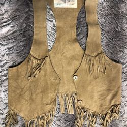 Vintage Kimchi Blue Leather Fringe Vest Large