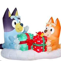  4ft inflatable Airblown Bluey & Bingo Present Scene Christmas Decoration 