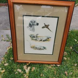 Vintage hunting dog painting 