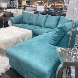 Darcy Blue Sectional & Couch, Sofa 