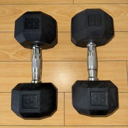 Two x 35 Pound Dumbbells, Excellent Condition 