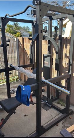 Home Gym Setup Smith Machine With Pulley & Pecdeck Dumbbells Trap Bar
