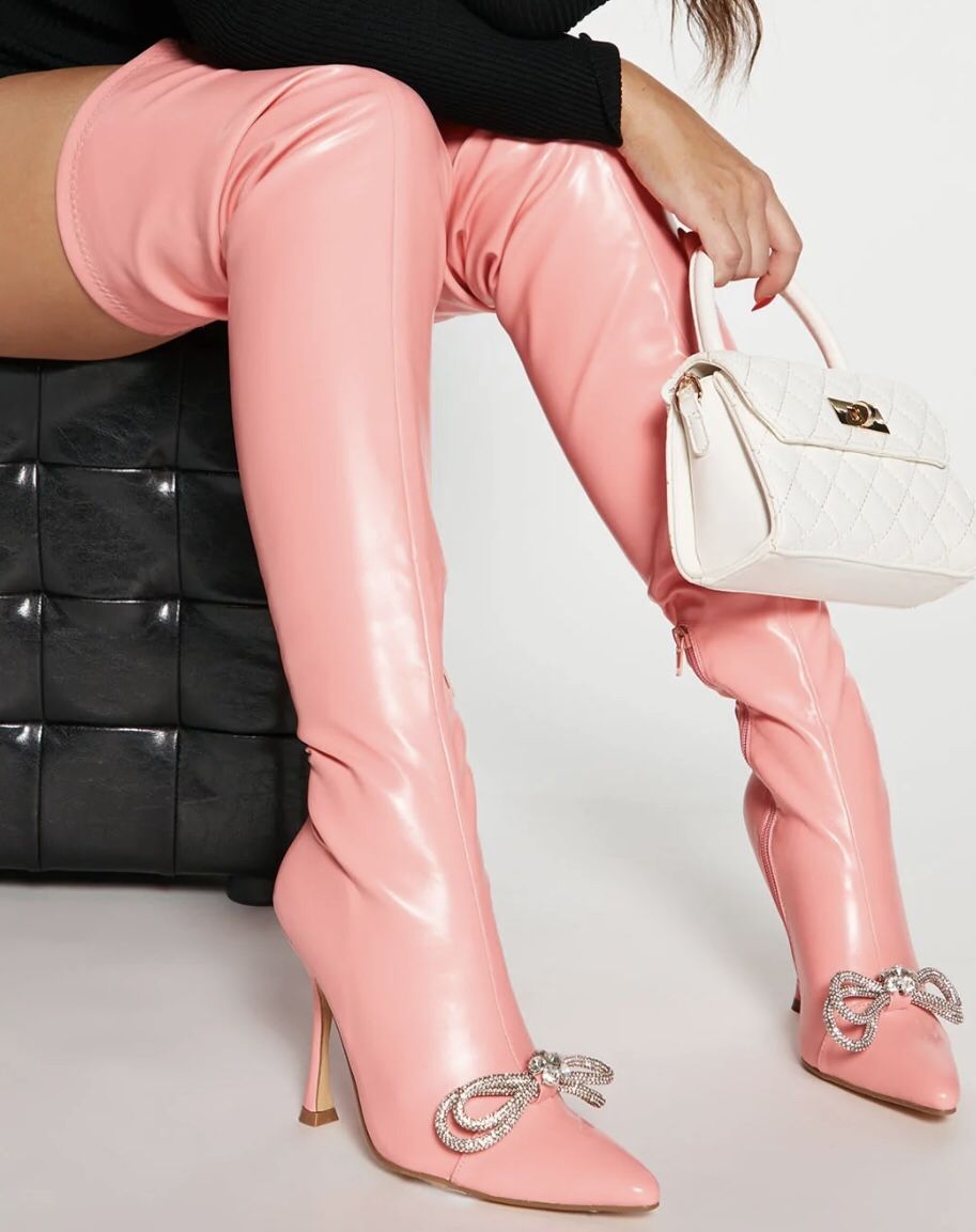 *NIB* Fashion Nova Pink, ‘Tough Love’ Over The Knee Boots Size 7.5