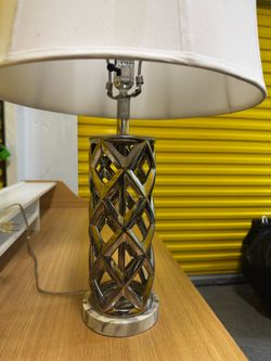 Modern Chrome Lattice Table Lamp with Marble Base