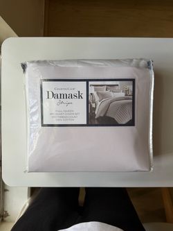 New Charter Club Damask Stripe Full/Queen Duvet Cover Set – 3 Pc – 550 TC Cotton