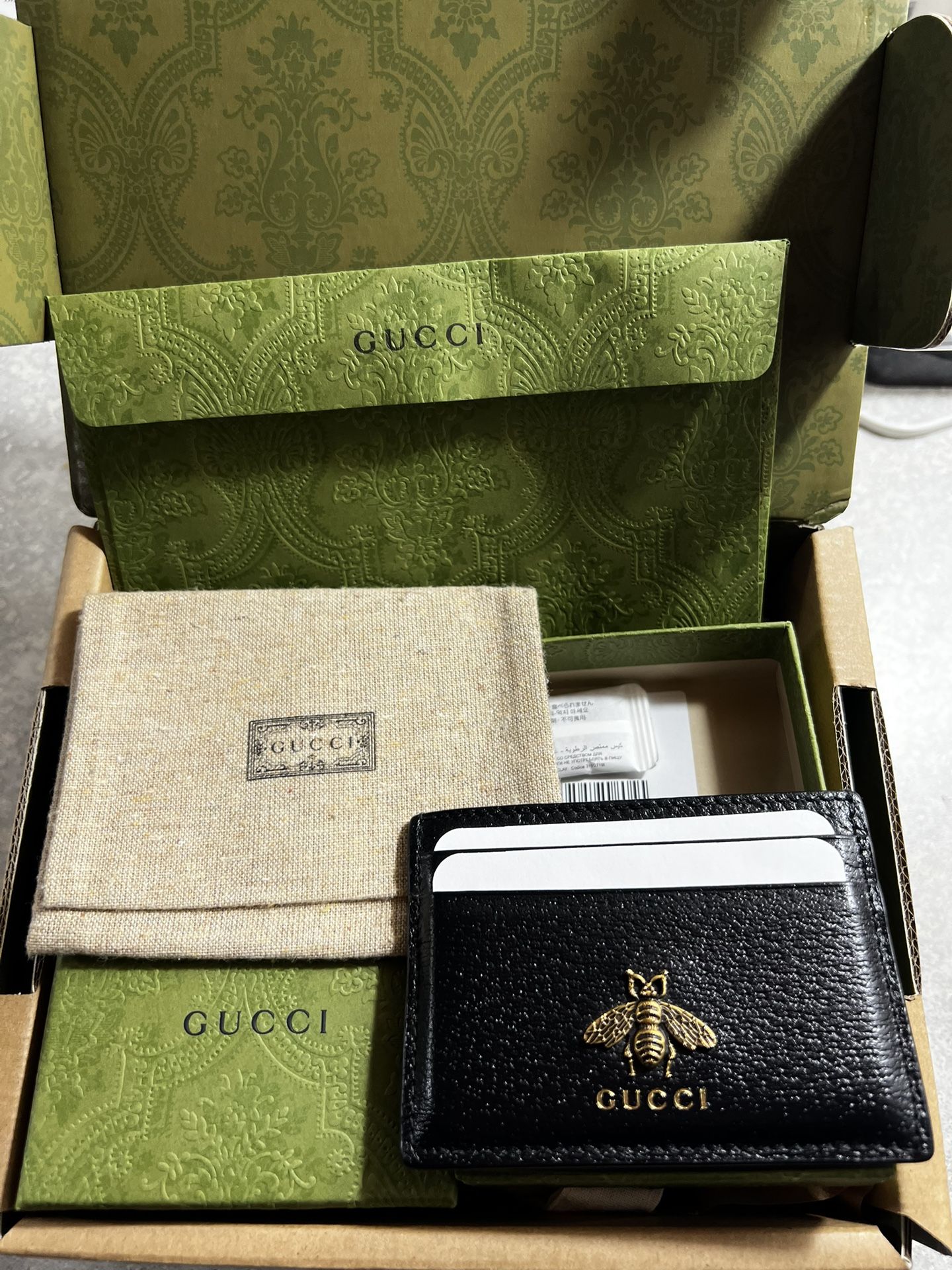 Authentic w/ Receipt Gucci Animalier Leather Card Case