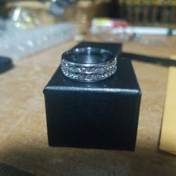 Mens White Sapphire Titanium Wedding Band New