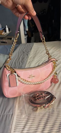 Coach Pink Signature Shoulder Bag with Chain Strap