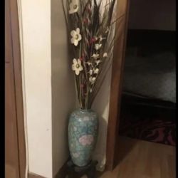 Vintage Vase With Stand And Flowers 