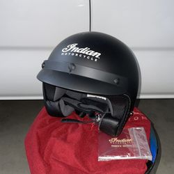 Indian Motorcycle Open Face Retro Helmet Matte Black Small  SB-07