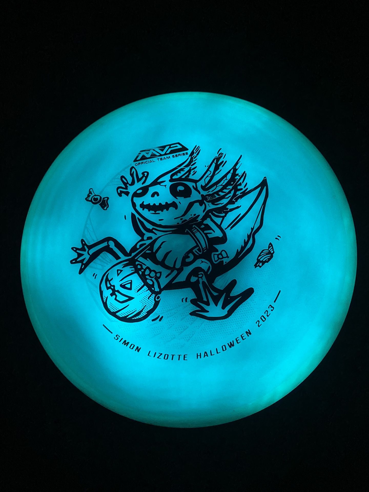 MVP Official Team Series Simon Lizotte Halloween 2023 Total Eclipse Hex Leaping’ Lizottl’ 175g Glow In The Dark Rare Disc Golf
