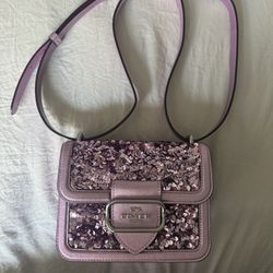 Coach Morgan Square Sequin Crossbody Lilac