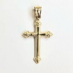 Elegant cross religious pendant 14K REAL YELLOW GOLD.