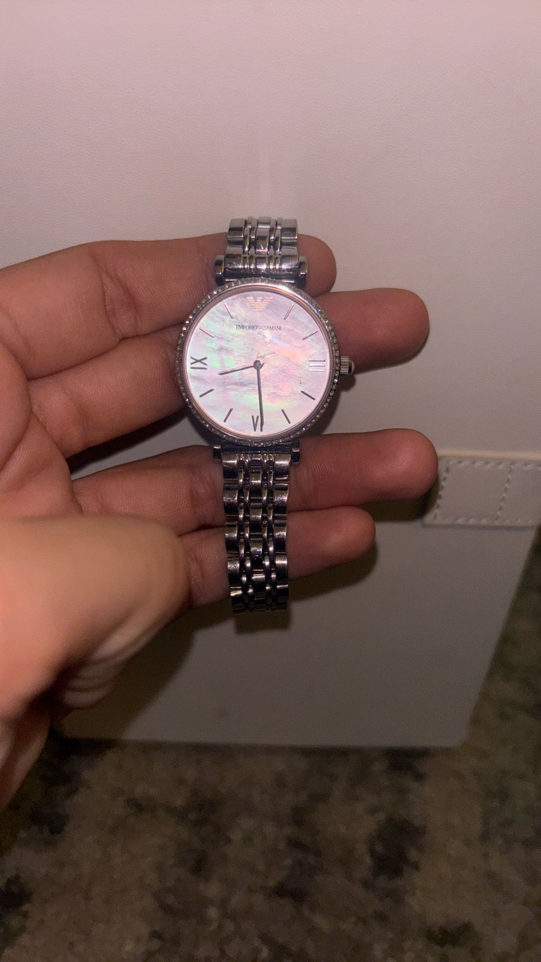 💖 Emporio Armani Women’s Silver & Pink Watch – Elegant Design