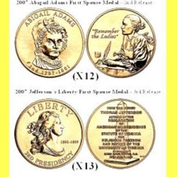 2007 First Lady bronze US Mint issued 4 coin set in original mint cellophane!!~(IVID#1544//OFRUP)