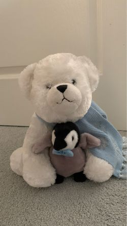 Stuffed Teddy Bear and Penguin