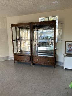 Glass Shelves, Solid Wood 