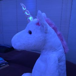 Giant White Unicorn With Pink Trim