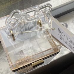 NEW Women Acrylic Clutch Purse, Clear Square Box, Transparent 