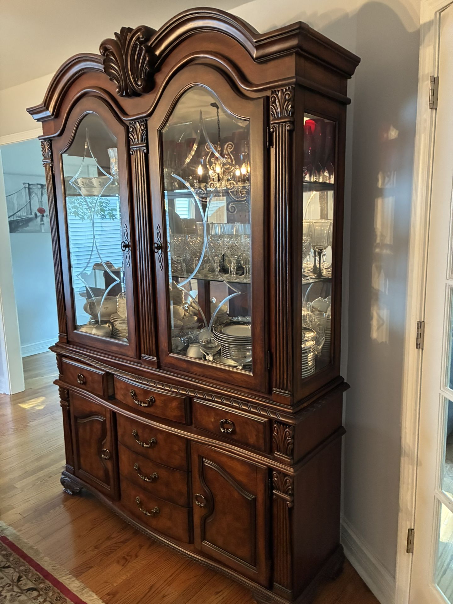 China Cabinet Oak With Glass Doors $500