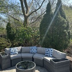 SUNSITT Outdoor Patio Furniture 7-Piece Sectional Plus Side & Coffee Table, Grey