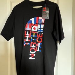 Original New North Face RU 14 Sochi Men’s World Flag T Shirt Black