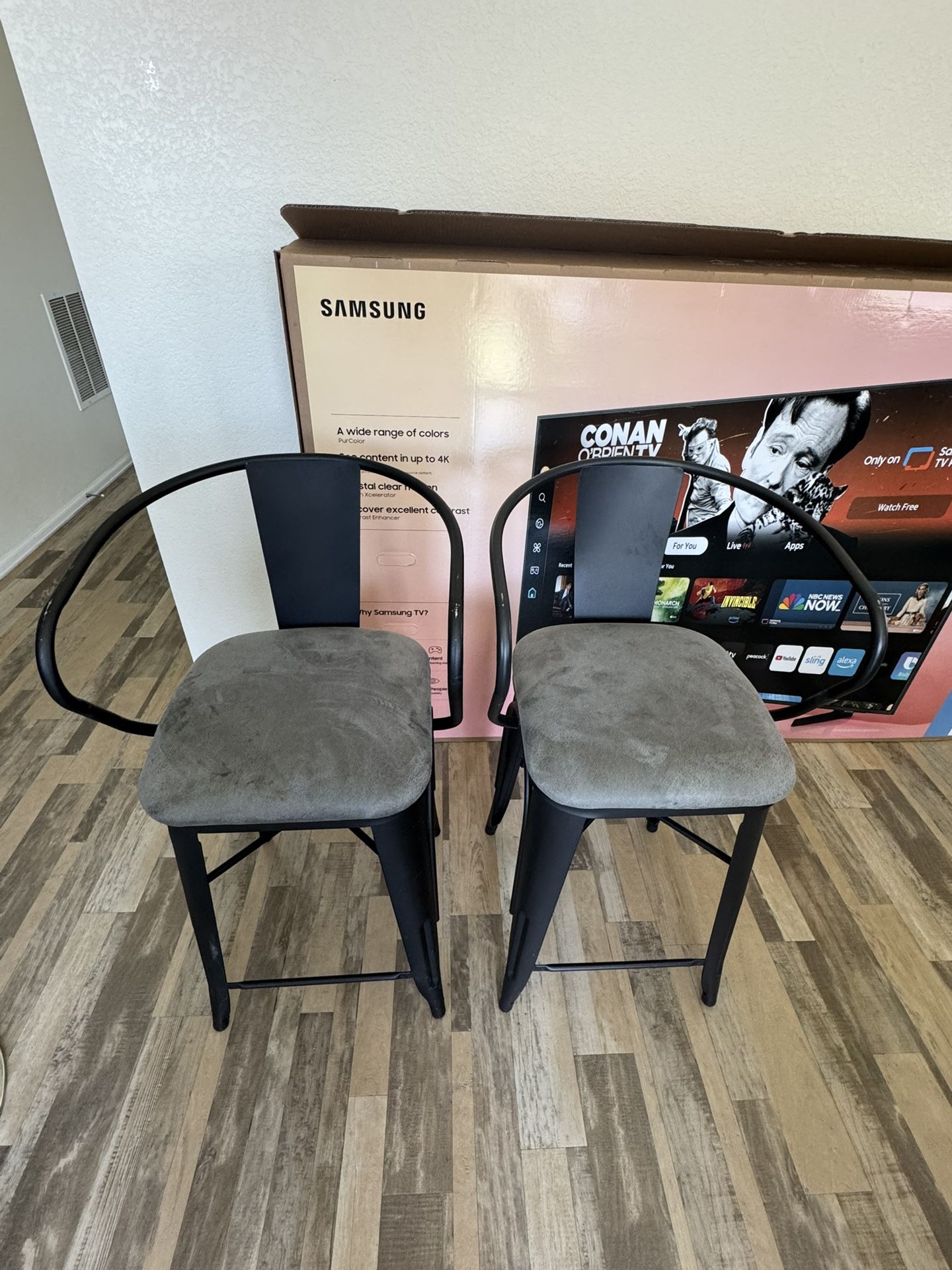 2 Metal With Cushion Seats Counter Stools For $60!