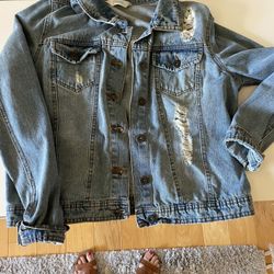Denim Distressed Jacket Women’s 