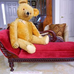Wonderful 25" Antique English Teddy Bear with long snout, hump back, swivel head, growler, glass eyes and mohair body......