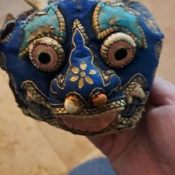 Antique Chinese silk Emperor Dragon hat - hand made 1700s