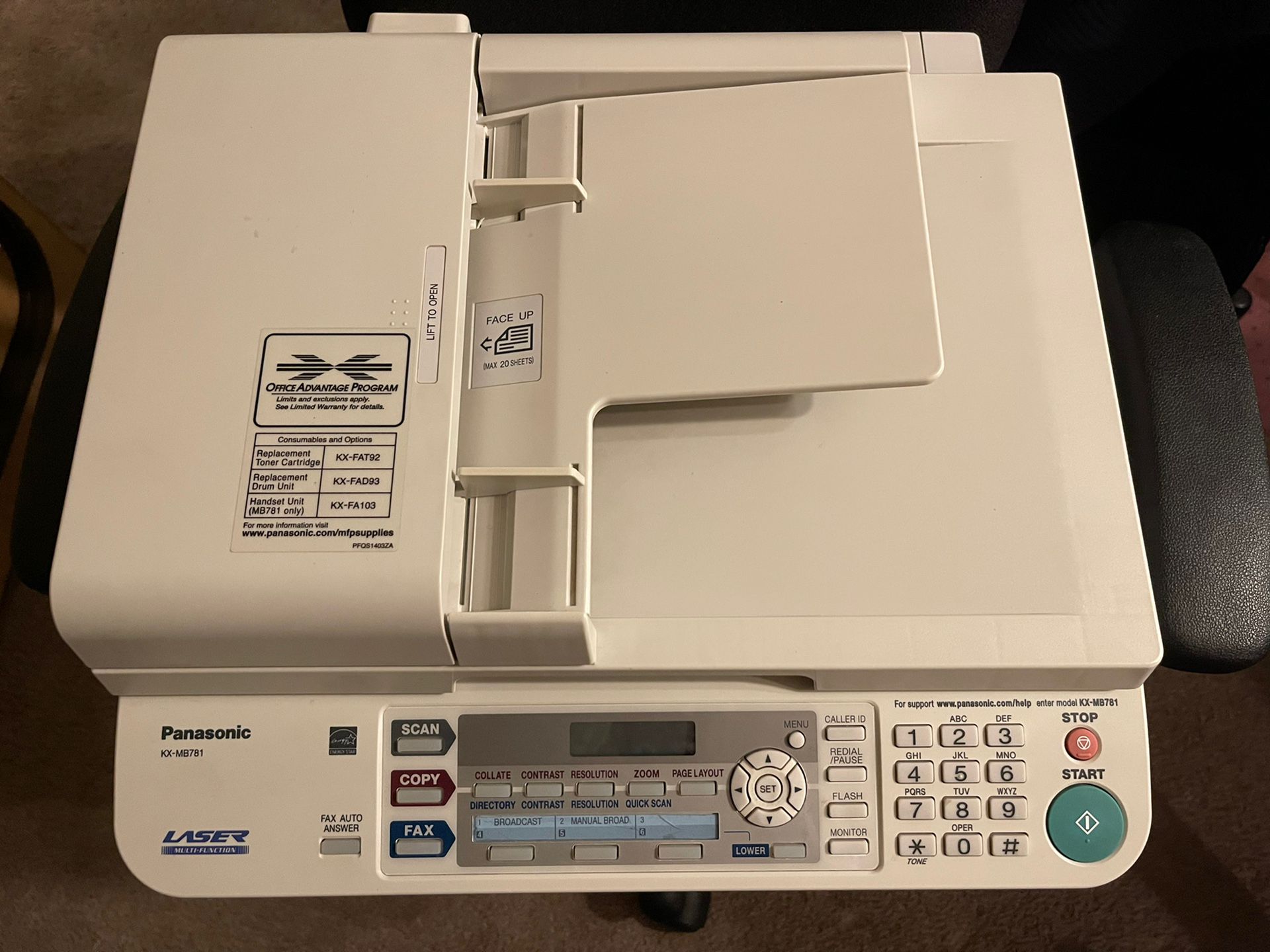 Panisonic Kx-mb781 All In One Printer