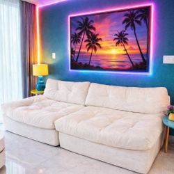 Teddy Cloud sleeper Sofa deep Comfortable and Cozy Oversized , Modular Sectional , couch , Color white