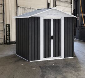 (New in box need assemble) 3’L x 5’ W x 6’H Galvanized Steel Metal Storage Shed Outdoor Garden Backyard 3’x5’ Storage