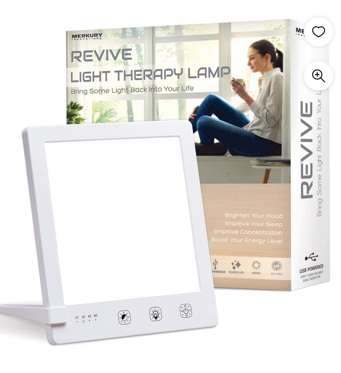 Merkury Innovations Revive Light Therapy Lamp - Improve Sleep - Boost Mood