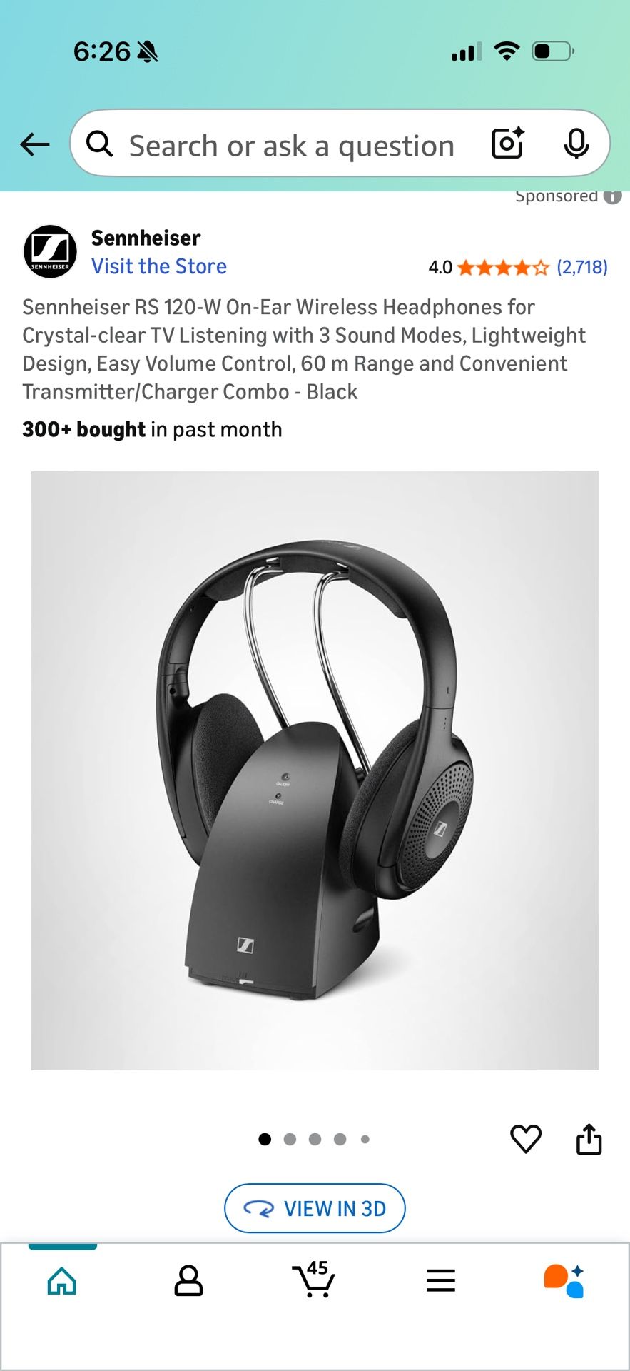 Sennheiser RS 120-W On-Ear Wireless Headphones for Crystal-clear TV Listening