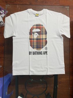 Bape A Bathing Ape Check by Bathing Tee White/ Beige