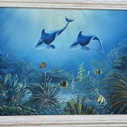 Underwater whales painting