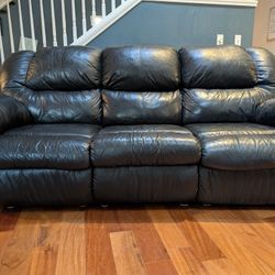 Black Leather Reclining Sofa