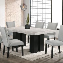 Marble Top Dining Table And 6 Chairs 