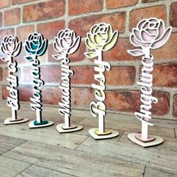 Personalized Name Standing Wooden Rose/gift