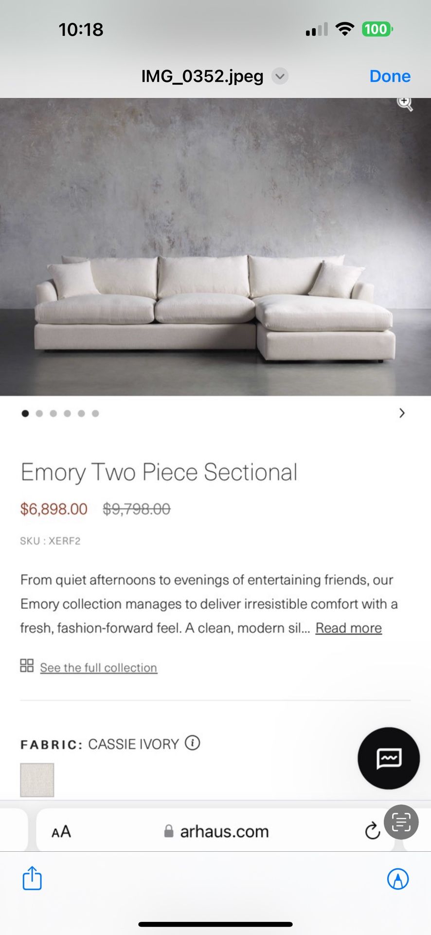 Emory Two Piece Sectional 