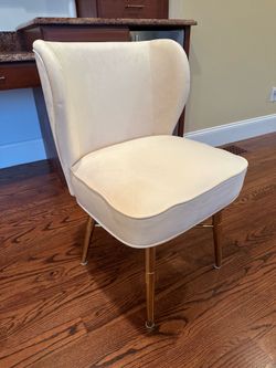 White Velvet Accent Chair with Gold Legs